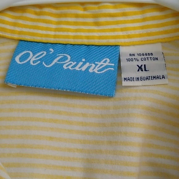 Ol' Paint 100% cotton long sleeve stripe oversize button up shirt top - Picture 7 of 8